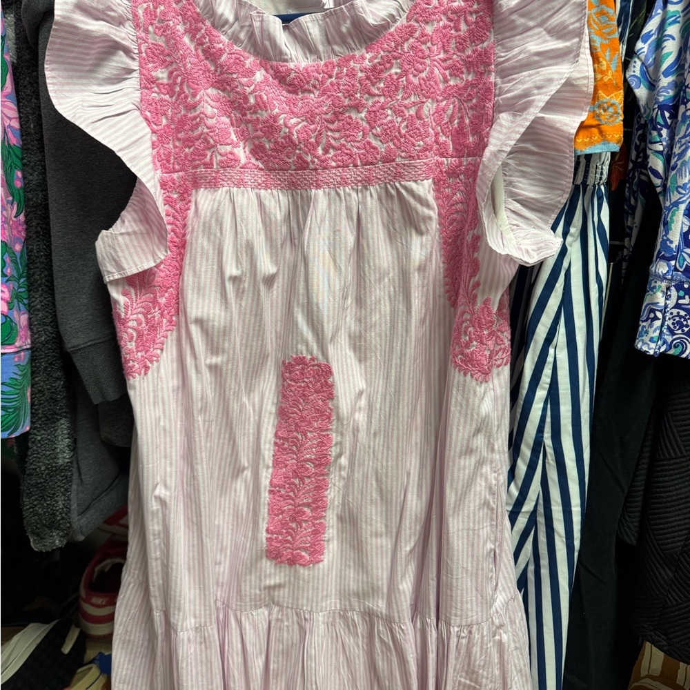 Pink Embroidered Women's Dress